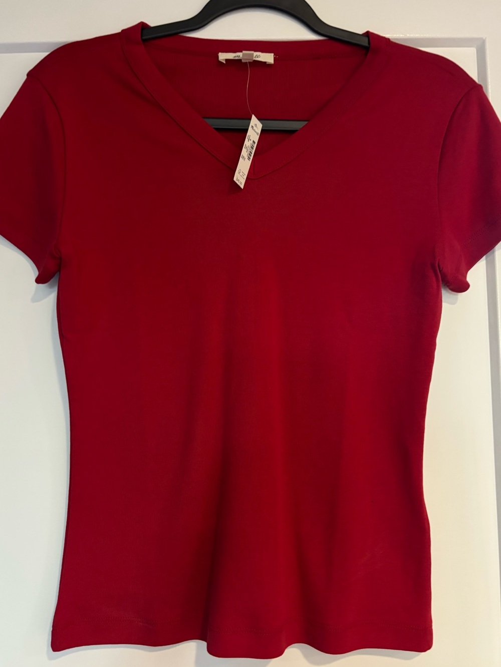 Madewell Red V-Neck Short Sleeve Tee